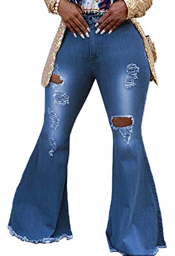SeNight Bell Bottom Jeans for Women Ripped Bell Bottom Pants Skinny Flared Jean