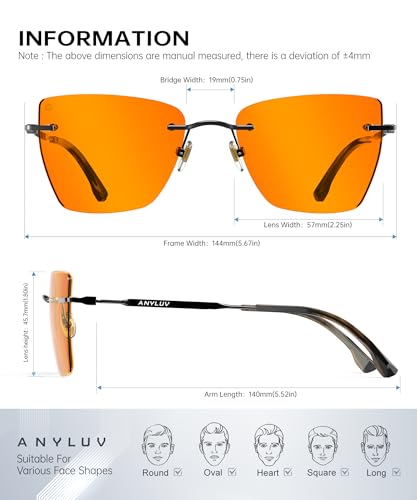 Image of ANYLUV Rimless Blue Light Glasses for Women /Men, Fashion Lightweight Blue Light Blocking Glasses with Stylish Metal Temples