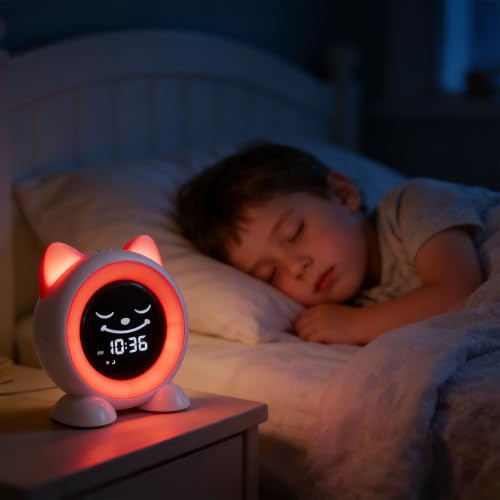 Image of Toddlers Sleep Training Clock, Ok to Wake Clock with Red Green Light