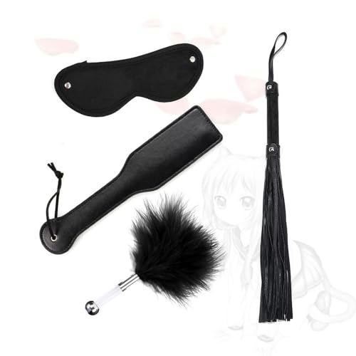 HUNTVE Látigo de Cuero de equitación látigo Conjunto con y Plumas （4pcs）