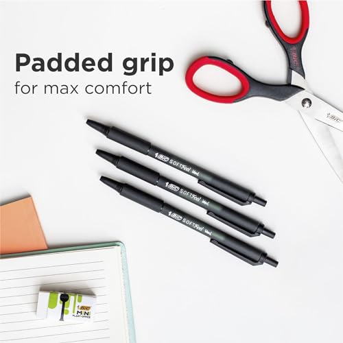 Bic Soft Feel Ballpoint Pens - 1.0mm Retractable Black Pens with Comfort Grips - Pack of 6