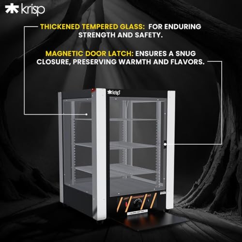 Image of KRISP 750W 50-Liter Food Display Warmer | 3 Layers | Commercial Catering Hot Box | Keep Your Pizza, Pastries, Patties, and More Warm | Stylish Black-Grey Design | 1-Year Warranty