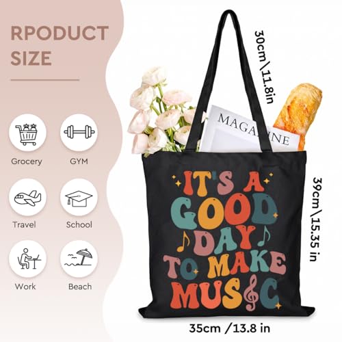 Bolso tote con notas musicales divertido para mujer miniatura 4