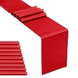 10-Pack Satin Table Runner Red 12 x 108 inches Long, Table Runners for Wedding, Birthday Parties, Ba