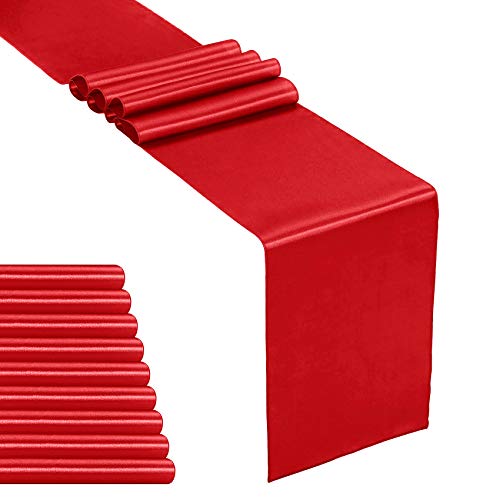 10-Pack Satin Table Runner Red 12 X 108 Inches Long, Table Runners For Wedding, Birthday Parties, Banquets Decorations（10 Pack, 12X108 Inch, Red） #TOP7