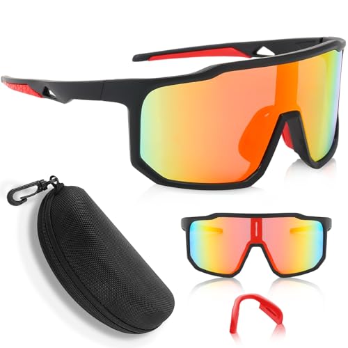 LOVICVKEM Gafas de Ciclismo Polarizadas,Gafas de Sol Deportivas Polarizadas,Gafas de Ciclismo para Hombre Mujer,Protección UV400,Gafas Polarizadas y Cortaviento para Bicicleta para Running,Ciclismo