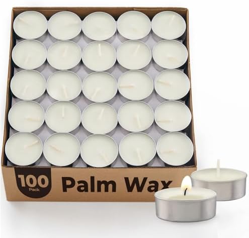Tea Lights Candles 100 Pack[Long Burning 4-5 Hours][Burn Clean] Unscented White Tealight Candles Small Mini Tea Candles White Bulk Tea Light Candles for Wax Melt Warm