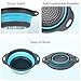 Cluren Collapsible Colander 3-Pack Set Space-Saving Foldable Kitchen Strainer with Non-Slip Base Durable Thickened PP+TPE Collapsible Strainers for Pasta, Vegetables, Fruits (Gray-Blue)