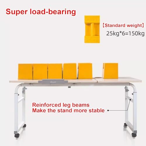 Extendable Rolling Mobility Table Over Bed,Bedtable, Overbed Table with Wheels, Over Bed Desk, Mobile Computer Desk, Adjustable Overbed Table, Tiltable Tabletop, for Home Bedroom O