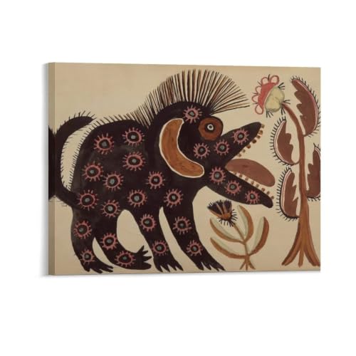 Black Beast 1936 By Maria Prymachenko Poster Canvas PaintingWall Art Decorative Picture Prints Modern Decor 08x10inch(20x25cm)