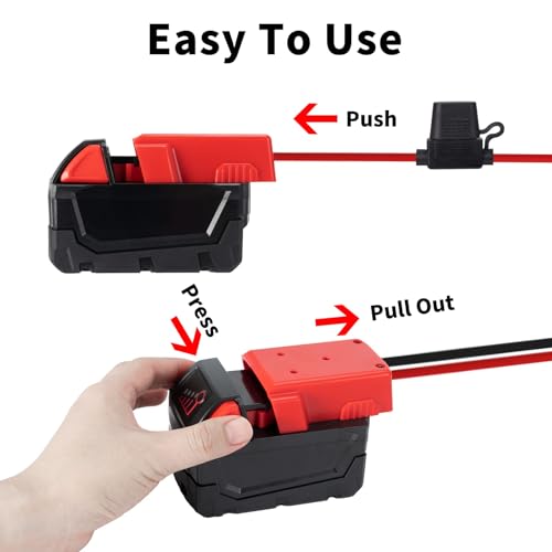 Kzreect Power Wheels Adapter for Milwaukee M18 Battery Adapter, 18V Power Wheels Battery Converter Kit with Fuses Holder and Switch, Wire Terminals, 12AWG Wire for RC Car DIY Adapter Set (1 Pack)