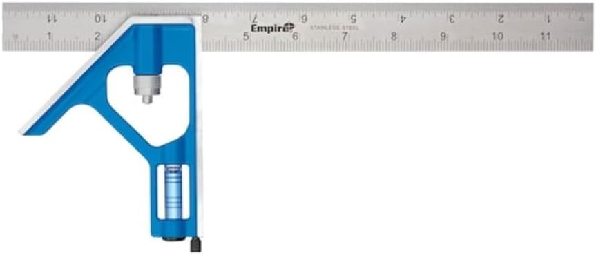Empire Level E250 12-Inch Heavy Duty Professional Combination Square w/Etched Stainless Steel Blade and True BlueR Vial
