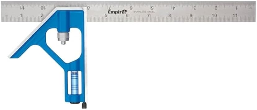 Empire Level E250 12-Inch Heavy Duty Professional Combination Square w/Etched Stainless Steel Blade and True BlueR Vial