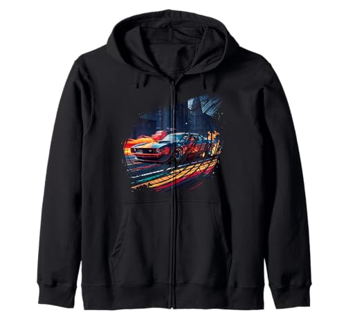 Vintage American Classic Muscle Retro Street Car Racing Cars Zip Hoodie