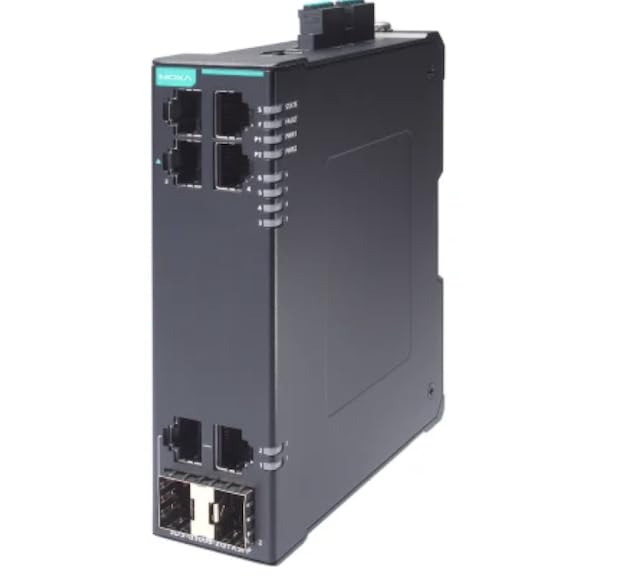 ด้านหน้า view of the SDS-G3006-2GTXSFP-T Industrial Gigabit Smart Ethernet Switch, showing 6 network ports and LED indicators.