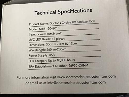 Higienizador de luz UV Doctor Choice Higienizador UV pessoal Extra Grande para telefone UV serve par