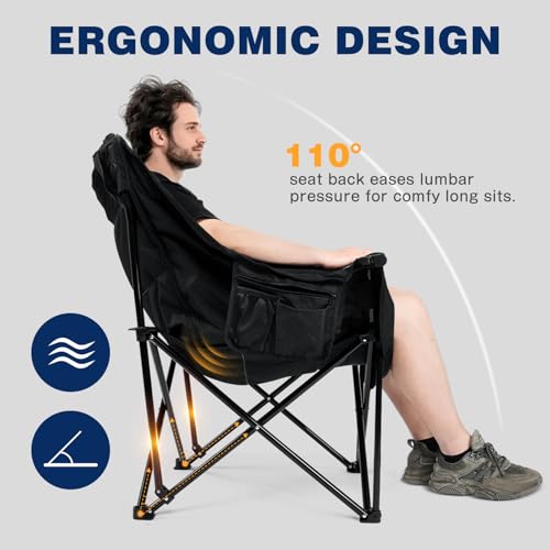 apollo walker Extra Wide Oversized Camping Chair - Heavy Duty Padded Folding Chair with Cooling Bag, Cup Holder & Carry Bag by apollo walker - Used condition - Image 4
