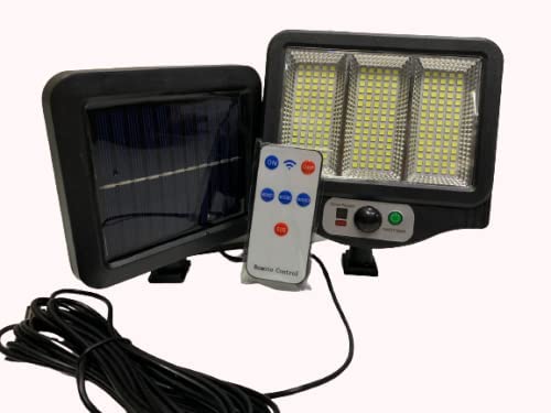 SEAHAVEN Solar Outdoor Motion Sensor Light, 120 Bright COB White LED Light, 16.4Ft Cable, 3 Lighting Modes, Adjustable Solar Panel. Wired Security Solar Flood Lights for Outside Yard