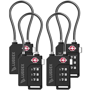 LUGGEX Suitcase Locks, Luggage Locks, TSA Approved Luggage Locks, Ease of Use & Durable(Black,4 Pack)