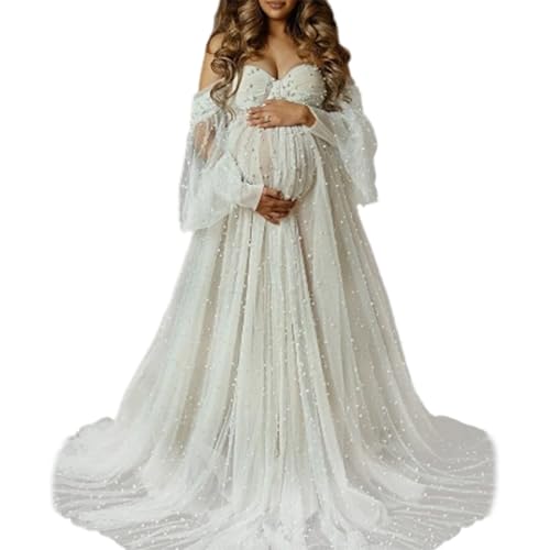 Robe de photographie de grossesse en polyester respirant avec bas long pour future maman