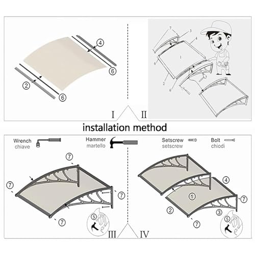 Toldo al Aire Libre para Jardín y Terrazas Cubierta de Aluminio de 120x380cm 8