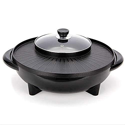 AZHom Korean Style Poke Hot Pot Dual Pot Barbecue Machine, Non-Stick All Powerful Stovetop Grill Electric Multifunctional Smoke-Free Round Baking Pan Multi - Purpose Pot