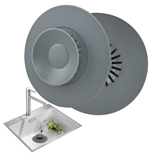 Bouchon Baignoire Silicone Gris 2 Pièces pour Drainage Etanchéité Durable Pratique Facile à Installer Accessoire Baignoire Universel Adapté à Tous Les Modèles