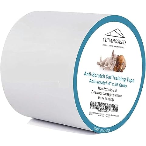 Chuangseed Anti Cat Scratch Tape, 4" x 30Yds, Transparent, Double Sided, Furniture Protector, Pet Safe, Easy Installation, One Year Warranty Cover
