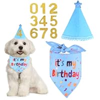 3 Stücke Hunde Geburtstag Deko, Hunde Geburtstag Hut Bandana Mütze mit 8 Bling Nummern Hundegeburtstagskrawatte Krawatten Hund Halstuch Bandana Hunde Zubehör Set Hundegeburtstagsparty