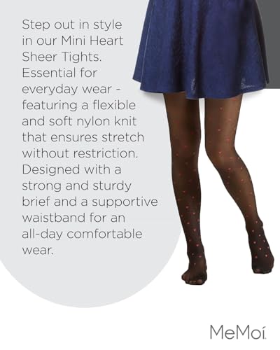 Image of MeMoi Women's Mini Heart Sheer Nylon Tights