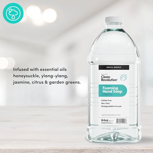 Image of Clean Revolution Foaming Hand Soap Refill Supply Container, Ready to Use Formula, Spring Air Fragrance, 64 Fl Oz (Pack of 1)