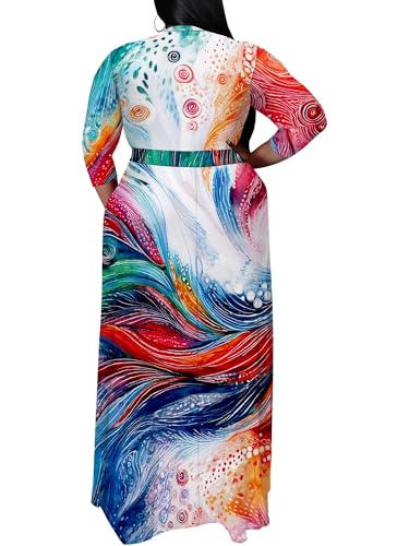 Image of SUZONANA Women's Plus Size Maxi Dresses Casual Loose Short Sleeve Long Maxi Dress with Belt Wedding