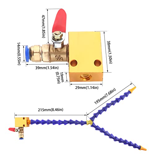 Image of CLAHJQX Mist Coolant Lubrication Spray System, Double Head Bifurcated Round Nozzle Flexible Water Cooling Tube Spray System for 8mm Air Pipe CNC Lathe Mill Drill Carving Machine