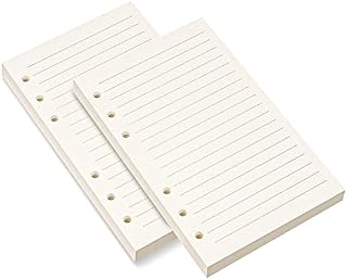 2 Pack A6 Lined Filler Paper, 6-Hole Punched for 6-Ring Binders, 8mm Ruled Loose Leaf Paper,10.5 x 16.9cm Inserts Paper, 160 Sheets/320 Lined Pages, Beige