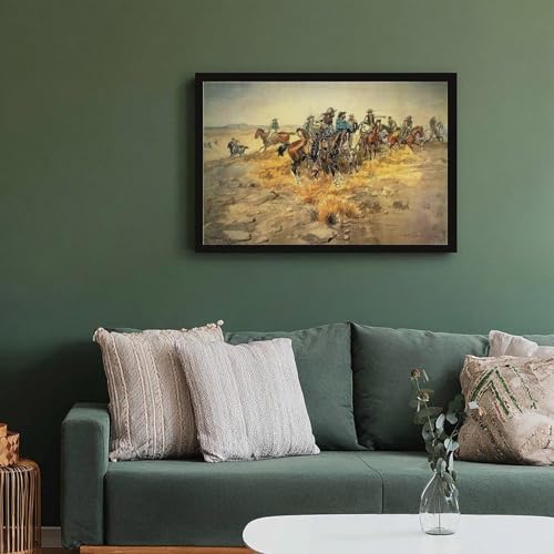 The Alarm Bell toile western Charles M Russell pour créer un espace bureau style chalet