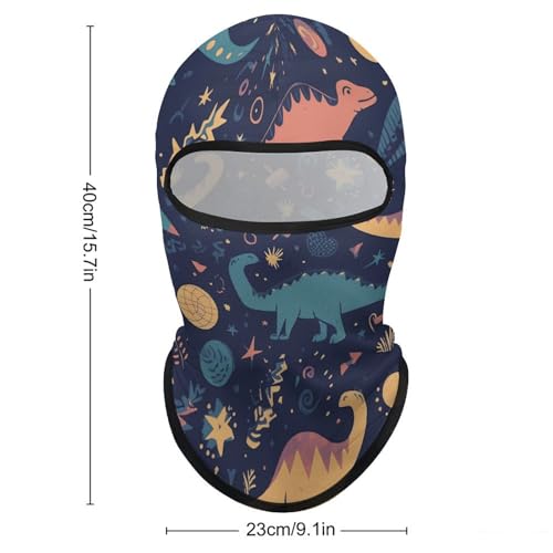 Balaclava para Hombre, Máscara de Esquí con Diseño de Dinosaurios y Estrellas, Colorida, para Invierno, Cubierta Facial para Ciclismo miniatura 2