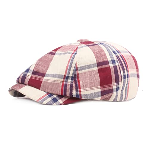 WJYHEA-New-Men-Newsboy-Caps-New-Plaid-Beret-Classic-Retro-Newsboy-Hats-Men-Women-Berets-Casual-Octogle-Cap-Color-Red-Cap-Hat-Size-56CM-to-60CM