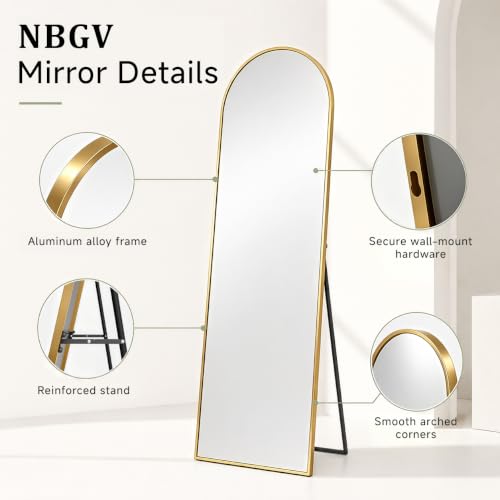 NBGV 57"x17" Floor Mirror Full Length, Arched Full Length Mirror Gold - image 6