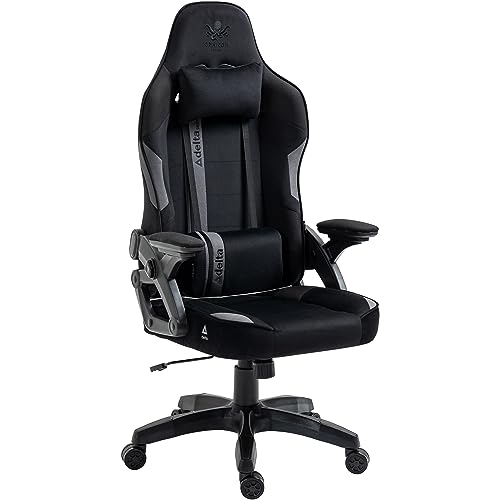 KRAKEN CHAIRS Silla Gaming Tela de Terciopelo - Gris - Sillas Gamer Reclinable - Ergonómica Silla de Oficina - Regulable en Altura con Soporte Lumbar y Reposacabezas - Cadeiras Gaming para Adulto