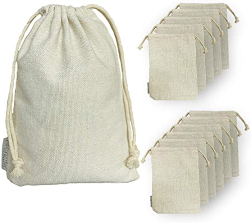 12 Pcs Cotton Drawstrings Bags 12x15 inch,Heavy Duty Reusable Canvas Cotton Muslin Bags,Perfect Organizing,Storage,Crafts and Favor Bags,12 x 15 inch