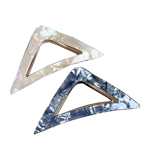 2 Pack Metal Hair Claw Clips,Hollow Triangle Hair Clips Medium Size Strong Grab Clips Shark Barrette Hair Clamps Hair Accessories Valentine's Day Gift for Thick Thin Hair(White and Gray)