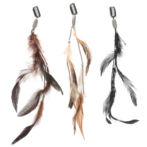 Extensiones de plumas con pinzas de plata para el pelo en set de 6 accesorios vintage diario