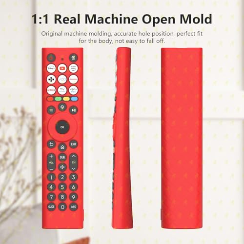 Image of RAYA Silicone Cover Compatible with 2026 Hisense TV Remote E7Q / E75Q / U7Q / A4Q / A6Q / A7Q / Q6Q Model TV Remote Protection Case (Red)