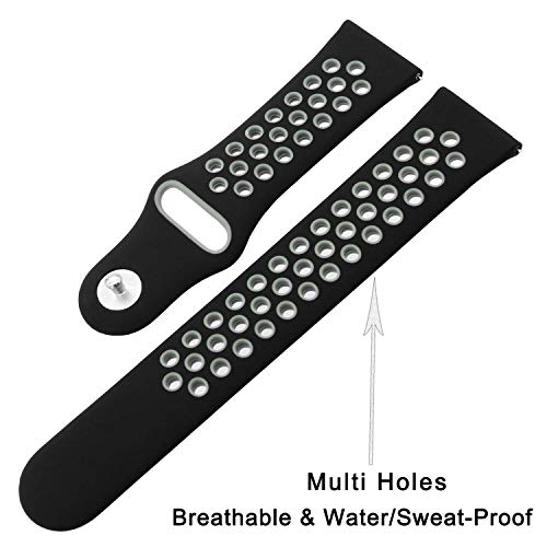 Image of ACUTAS 22MM Classic Silicone Replacment Strap Band for Fossil Gen 5 | Fossil Gen 5E | Fossil Gen 6 44mm Smartwatch (Black /Grey)