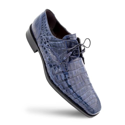 Image of Mezlan Anderson Crocodile Lace Up - Men's Genuine Crocodile Plain Toe Blucher with Memory Foam Insole - Handmade in Spain