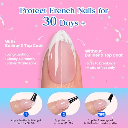 Image of Beetles Summer Press On Nails 224 Pcs 7 Colors, French Tip Nails Short Square Classic Fake Nail Tips, Rainbow Soft Nail Gel False Nails Art DIY For Women