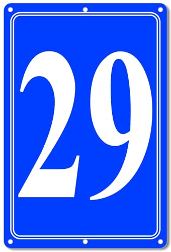 Image of Premium Aluminum Number Signs 29, Metal 12 inch X 8 inch Blue Numbered Signs Outdoor for Parking Lots, Floor, Dock, Court, Aisle, Field, High Visibility, No Fade, Weather-resistant