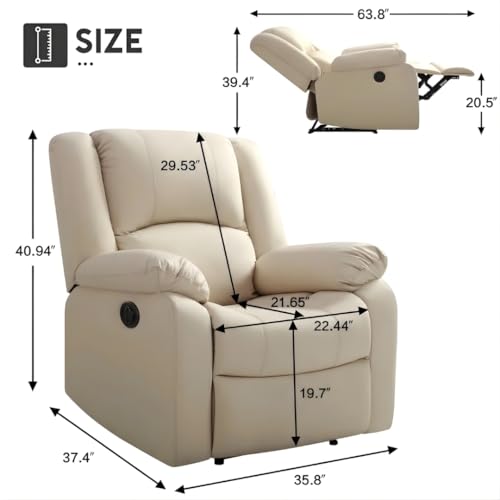 Image of Seventh Heaven Phoenix 1 Seater Motorised Recliner | Single Sofa Chair for Living Room Comfort | Ergonomic Design (Leatherette - Bege)