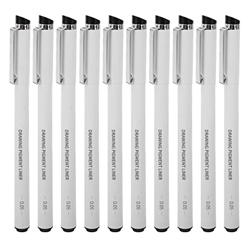plplaaoo Rotuladores de microlíneas resistentes al agua, delineadores finos brillantes, juego de 10 bolígrafos de dibujo con punta de pincel de tinta pigmentada para bocetos de manga,