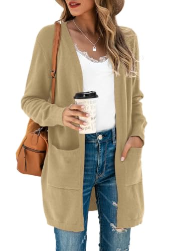 Image of TASAMO Cardigan Sweaters for Women Long Sleeve Open Front Casual Knit Fall Coat Oversized Soft Outwear with Pockets
